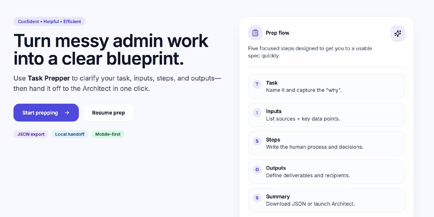 AutoBlueprinter Basic Prepper Interface